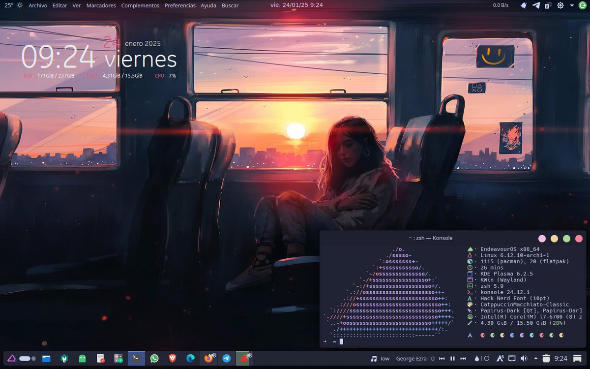 BENJAMlN8a's tweet image. Good morning People! 
#ViernesDeEscritorio #EndeavourOS #GNU #Linux #KDE 🐧