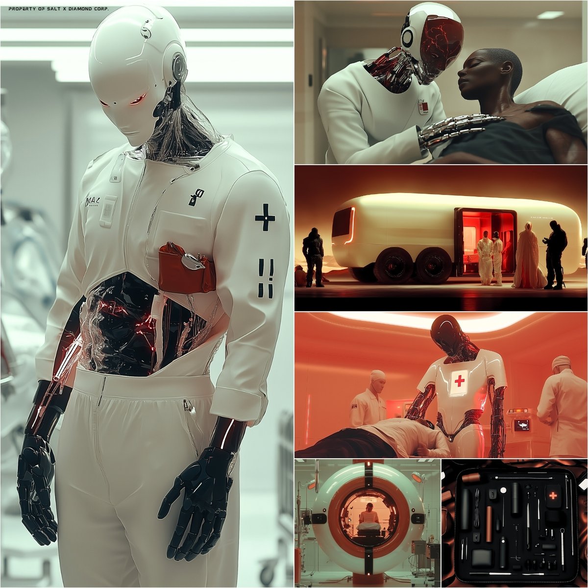 OMEGA-S9 // Salt x Diamond Corp.
(Optimized Medical Emergency Guardian Assistant)

Designed for high-risk environments, O.M.E.G.A. S9 is Salt x Diamond Corp.'s cutting-edge cybernetic surgeon, built to perform life-saving procedures in zero-gravity, war zones, and