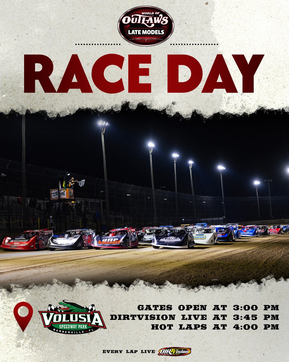 We've been waiting 76 days to say this:

IT.
IS.
RACE.
DAY!

📍 <a href="/VolusiaSpeedway/">Volusia Speedway Park</a>
🎟️ bit.ly/SunshineFriTix
📺 <a href="/dirtvision/">DIRTVision</a> at 3:45 ET