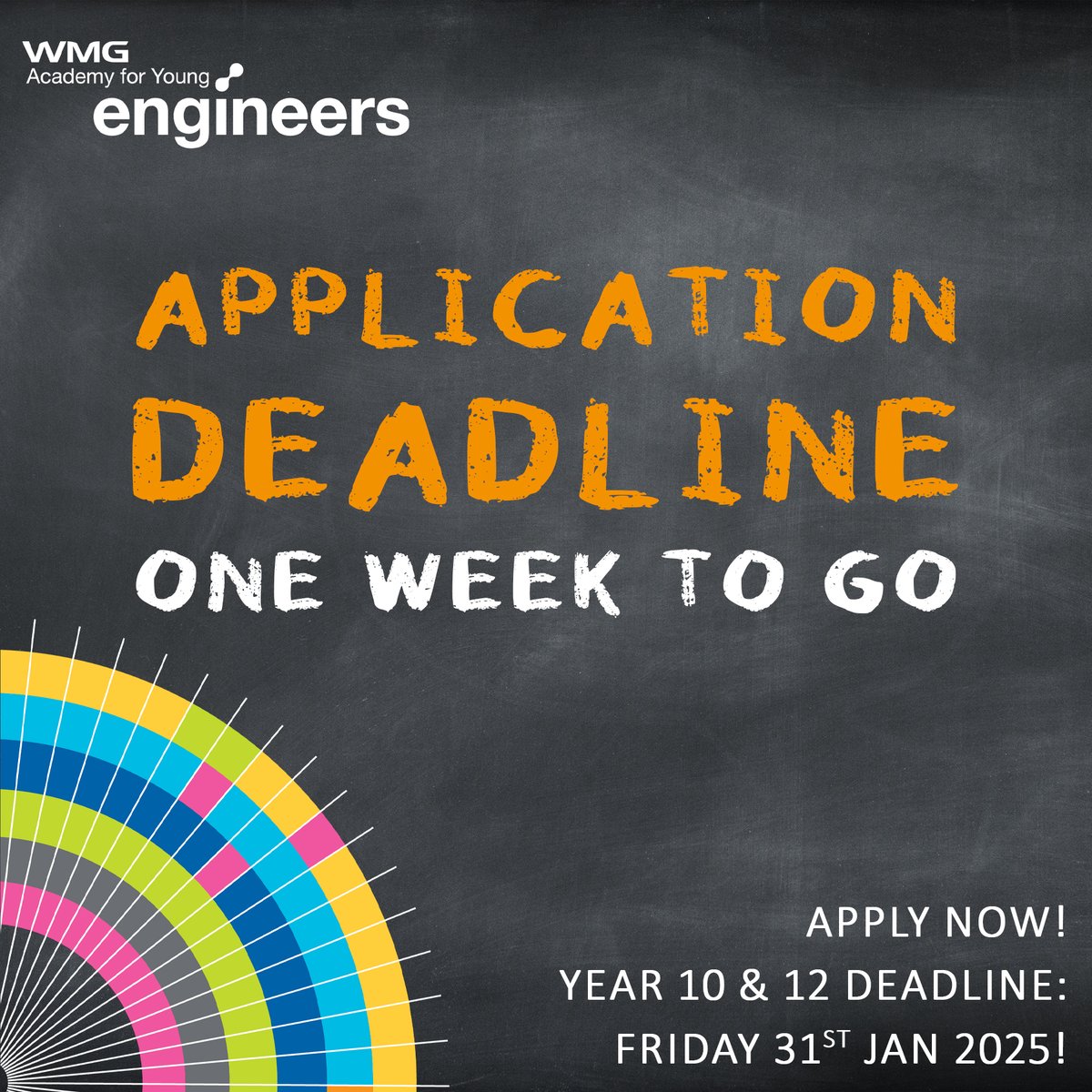 📢 1 Week to Go!

⏳ The deadline for Year 10 and Year 12 applications is 31st January 2025!

🌟 Seize the opportunity to shape your future at WMG Academy and unlock your potential.

👉 Apply now: shorturl.at/5aRvV

#WMGAcademy #WMGAcademySolihull #Admissions2025 #ApplyNow