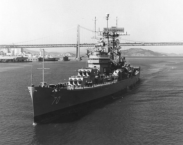 Boneyardsafari's tweet photo. Per request, here is #USSCanberra #CA70 steaming toward the San Francisco Naval Shipyard to begin inactivation work, circa 1 October 1969. The San Francisco Bay Bridge is in the background #navalsafari #aviationsafari #aviationpreservation #boneyardsafari #aviationadventures https://t.co/ihD4mNpzzq