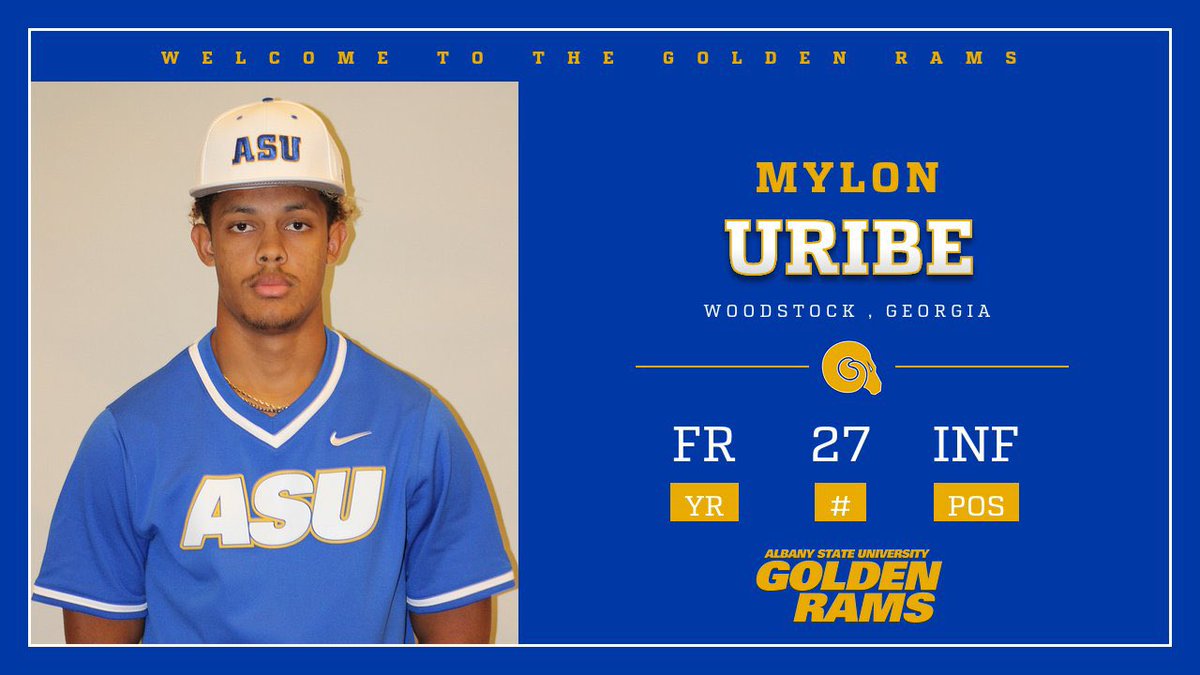 🚨8 Days Away from Opening Day🚨

-Meet the Golden Rams 🔥

 -Mylon Uribe 

-Class: Freshman 

-Position: INF

-Hometown: Woodstock, Georgia 

 #CreatingLegacies