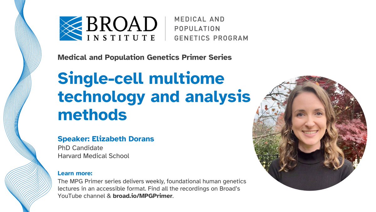 BroadMPG (@broadmpg) on Twitter photo 📣The recording of "Single-cell multiome technology and analysis methods" by <a href="/elizabethdorans/">Elizabeth Dorans</a> is now available: youtube.com/watch?v=UqvXC6…. This talk is part of <a href="/broadinstitute/">Broad Institute</a>'s MPG Primer series. For more info, check out broad.io/MPGPrimer 📣The recording of "Single-cell multiome technology and analysis methods" by <a href="/elizabethdorans/">Elizabeth Dorans</a> is now available: youtube.com/watch?v=UqvXC6…. This talk is part of <a href="/broadinstitute/">Broad Institute</a>'s MPG Primer series. For more info, check out broad.io/MPGPrimer