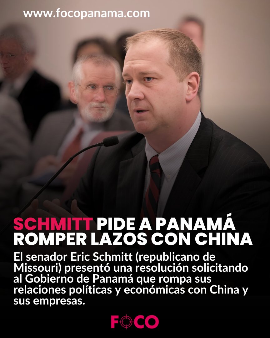 Schmitt pide a Panamá romper lazos con China