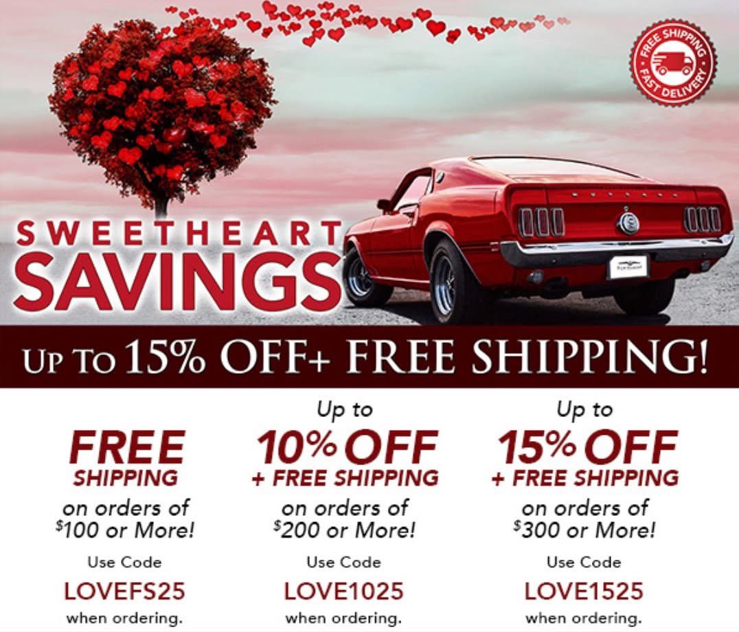 TopFlightAuto1's tweet image. Save Up To 15% OFF+ FREE Shipping!! ❤️ Sweetheart Savings!
Topflightautomotive.com/specials/ has an industry-leading inventory of Parts, Interiors, Wheels &amp;amp; Accessories &amp;amp; more! Offer expires 2/13/25. #Corvette #Mustang #CorvetteParts #MustangParts #Mopar #MoparParts #Camaro