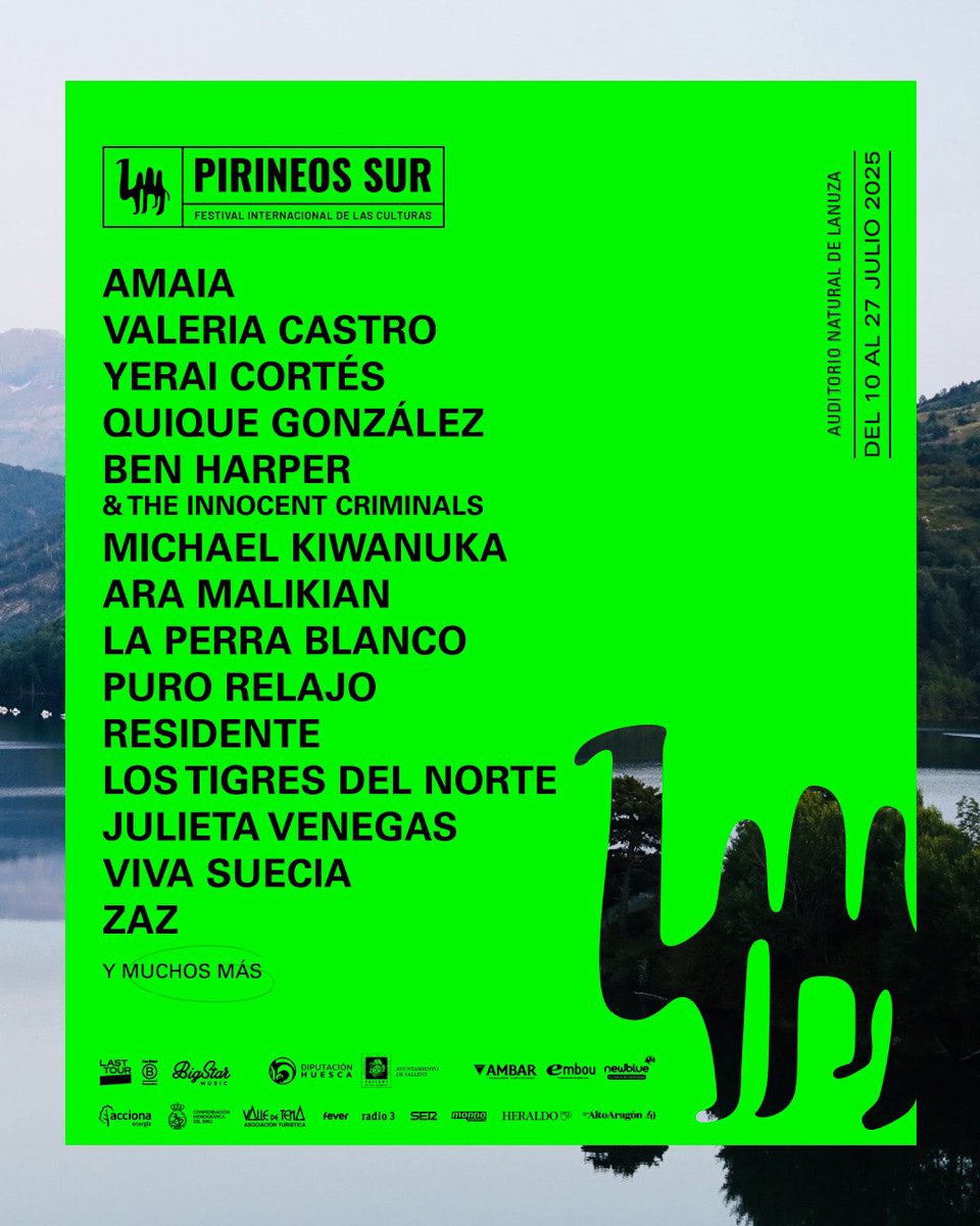 Michael Kiwanuka, Ben Harper, ZAZ, Ara Malikian, Residente, Amaia, Los Tigres del Norte, Julieta Venegas, Viva Suecia y muchos más estarán en #PirineosSur XXXII
Tickets pirineossur.com