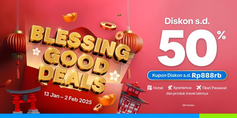 gaes udah tau belum? Traveloka lagi banyak promo dari tanggal 25 - 29 , jadi kalian tentuin mau nginap dimana, dan jangan lupa pake promo #TravelokaBlessingDeals ada diskon s.d 50% sama kupon diskon s.d Rp.888ribu, kapan lagi yakan me time ga ngabisin banyak duit