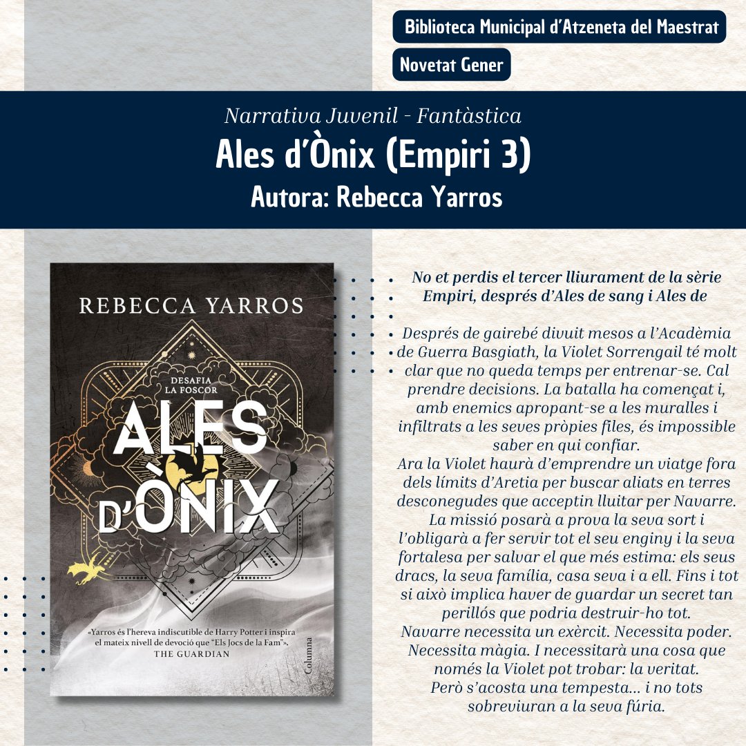 BMAtzeneta's tweet photo. Nova novetat de gener

#novetatsbiblioatz https://t.co/3hGKvx9e0G