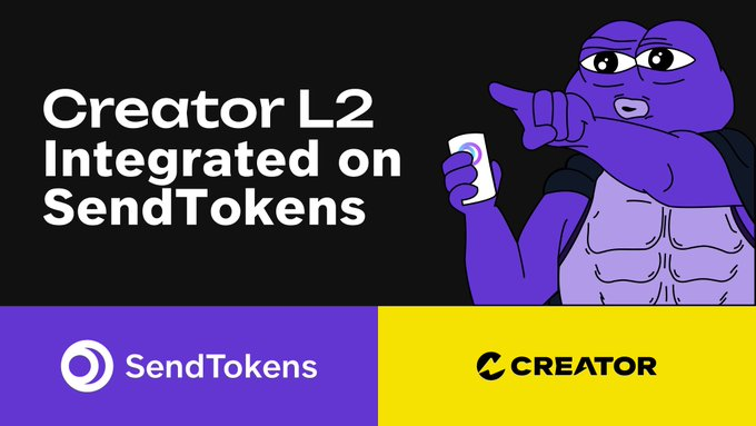 Polygon_Space1's tweet image. ⚡️ @Sendtokens has partnered with @Buildoncreator to integrate Creator L2 into their wallet

🎯 Enabling users to easily interact with Creator L2 directly through the #SendTokens wallet.

💰 #SendTokens is a social decentralized self-custody wallet that allows users to send