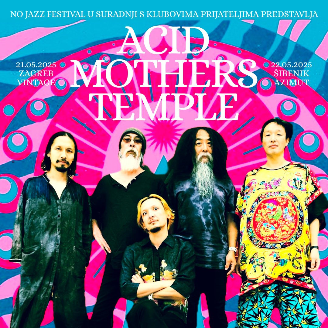 .<a href="/acidmothers/">acid mothers temple</a>
Zagreb / <a href="/VintageIndBarZg/">VintageIndBarZg</a> 21. 5.
Šibenik / Azimutu 22. 5.

Ulaznice po cijeni od 13,00 eura u pretprodaji će se naći od ponedjeljka, 27. 1., dok će na dan koncerta biti 16,00 eura.