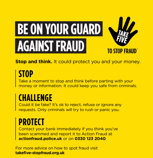 CSWResilience's tweet photo. TAKE 5 is a national campaign offering straight-forward, impartial advice that helps prevent email, phone-based and online fraud – particularly when criminals impersonate trusted organisations. 

https://t.co/WKsViEGj9l https://t.co/K40fPv3tsu