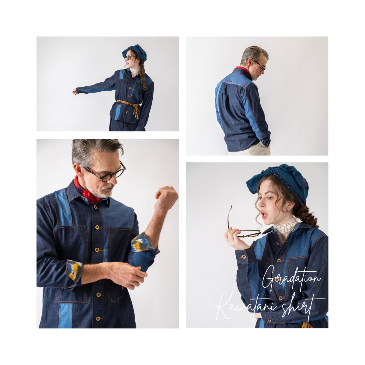 kawatanishirt's tweet image. NEW✨
大胆なクレイジーパターンの切り替えは、まさにアートのよう。
計算された美しさが目を惹く1枚✨

📷[#グラデーション(#Gradation)] 
color: インディゴ
size: XS / S / M / L / XL / XXL
kawatani.shop-pro.jp/?pid=184348475

#河谷シャツ #河谷シャツ25SS #Detail