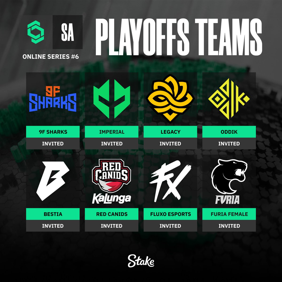 CCT_CS's tweet photo. SA6 PLAYOFFS π¨
@sharksesportsgg
@imperialesports
@legacyggbr
@ODDIKgg
@bestia_corp
@REDCanids
@fluxogg
@FURIA Female https://t.co/Lq7icaoGgE