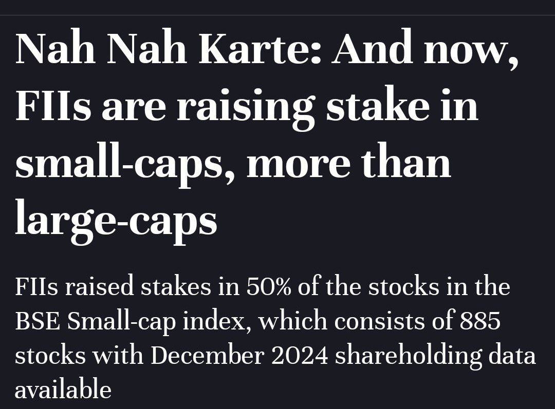 dasoumentuv's tweet photo. Now FII also entering in small cap stocks 😄😄 https://t.co/n75u8x9YNK