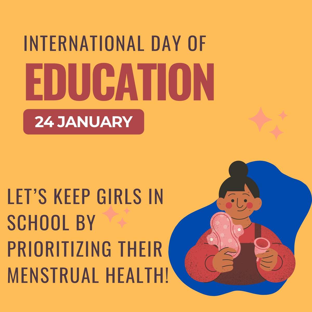 This International Day of Education, we recognize the stark reality that millions of girls across Africa miss school every month due to a lack of access to basic sanitation services and menstrual products.

let’s keep girls in school by prioritizing their menstrual health!