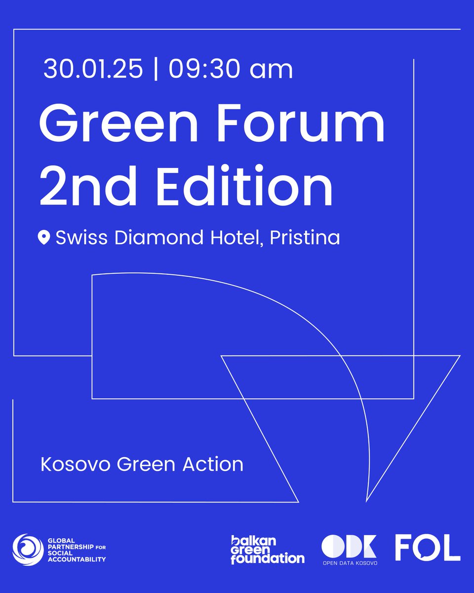 Join us on Jan 30 at Swiss Diamond Hotel Prishtina! A key platform uniting gov't, CSOs, businesses &amp; activists to advance Kosovo’s environmental priorities. Interactive panels, breakout sessions &amp; storytelling await!  Supported:

<a href="/WorldBank/">World Bank</a>
<a href="/GPSA_org/">Global Partnership for Social Accountability</a>
<a href="/FOLMovement/">Lëvizja FOL</a>
<a href="/OpenDataKosovo/">Open Data Kosovo</a>