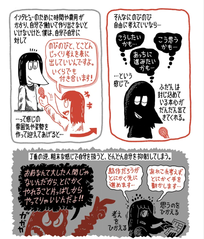 「プロジェクト発酵記」で書いた「自分にインタビューする」も、ばっちり取り入れてます。自由参加の宿題にして、回答例とか進め方についても色々! 