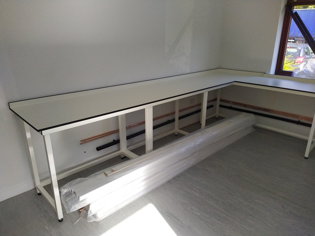 new_lab's tweet photo. A custom laboratory refit designed and manufactured in-house and installed by our team - including a Trespa worktop on a steel frame, galvanised steel worktop and mobile cupboards.
 
#LabTable #MadeInBritain #MadeInYorkshire #EnablingScience #Trespa #LabFurniture #LabSinks https://t.co/012u5pVPnb
