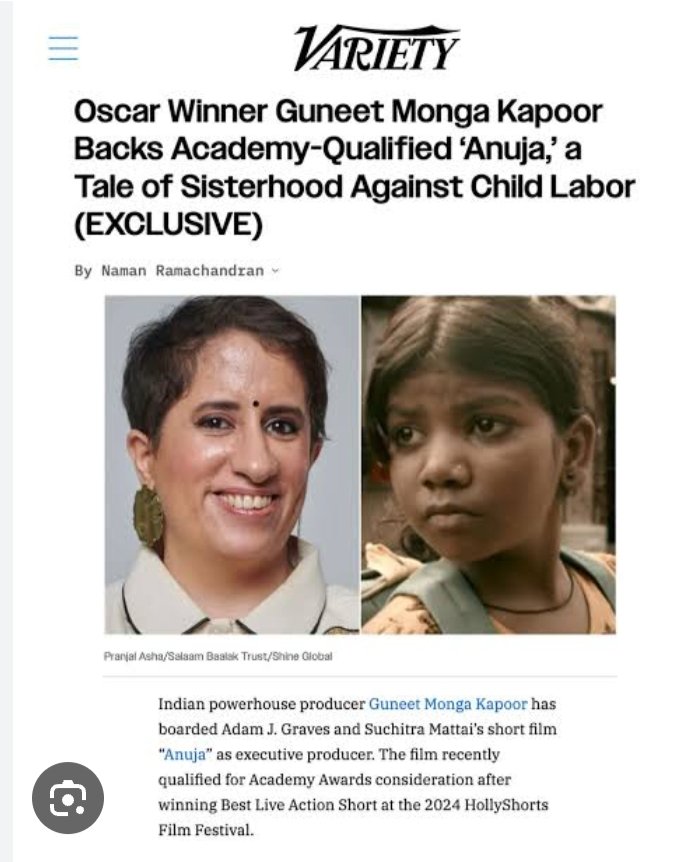 BanwariMehra14's tweet photo. *Nominations for Oscar Awards have been announced*
*The film Anuja produced by Guneet Monga and Priyanka Chopra has been nominated in the Best Live Action Short Film category.*
#Oscars2025 https://t.co/Rzzz9c0qob