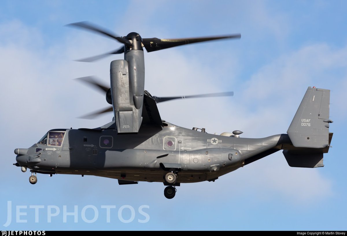 Andyyyyrrrr's tweet image. 09:33 BAYER 81 USAF (SOS) C/V-22 Osprey
Cleared from RAF Mildenhall #EGUN to Nice Cote D'Azur Airport #LFMN.
Currently still on Ground at Mildenhall but Preparing for Departure.
(Jetphotos Image)
#BAYER81 Tail : (?) 16-0076/#AE6B84 (?)