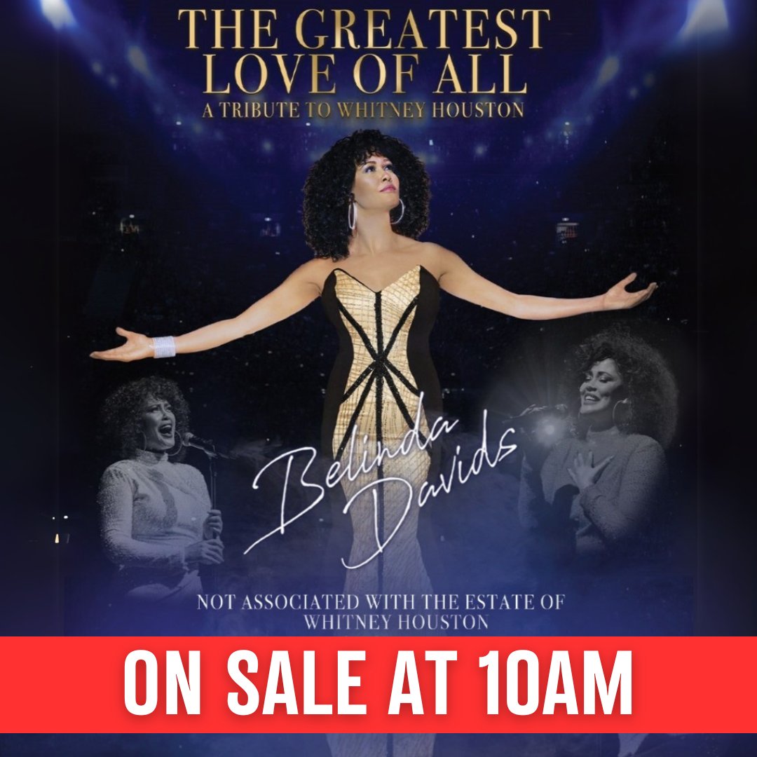 VicTheatre's tweet image. ⭐​ ON SALE AT 10AM TODAY ⭐​
🎤 The Greatest Love of All Starring Belinda Davids🎤

🗓️ Thu 11 Sep, 7:30pm
🎟️ From £35.25
📍 Book at tinyurl.com/2xxvu2nz

#whitneyhouston #pop #eighties #whitneyfans #belindadavids #britainsgottalent #bbc #queenofthenight #livemusic #tribute
