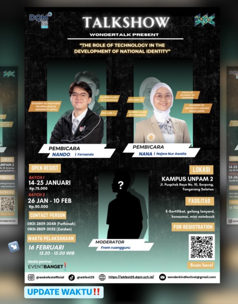halojaem's tweet photo. yo ramaikan event nando dan nana di unpam tgl 16 februari, harga tiketnya murce dan lumayan fasilitasnya😍😍 besok terakhir pembelian tiket batch 1 lohh🤭🤭 https://t.co/x4lGIR0rnm