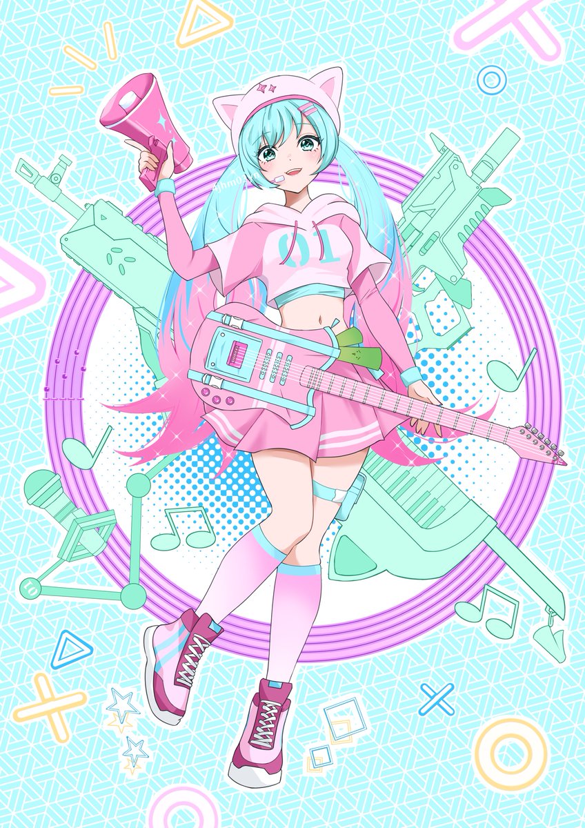4jhm03yn's tweet image. ネコミク🎤🎸
#初音ミク #Fortnite #FortniteArt