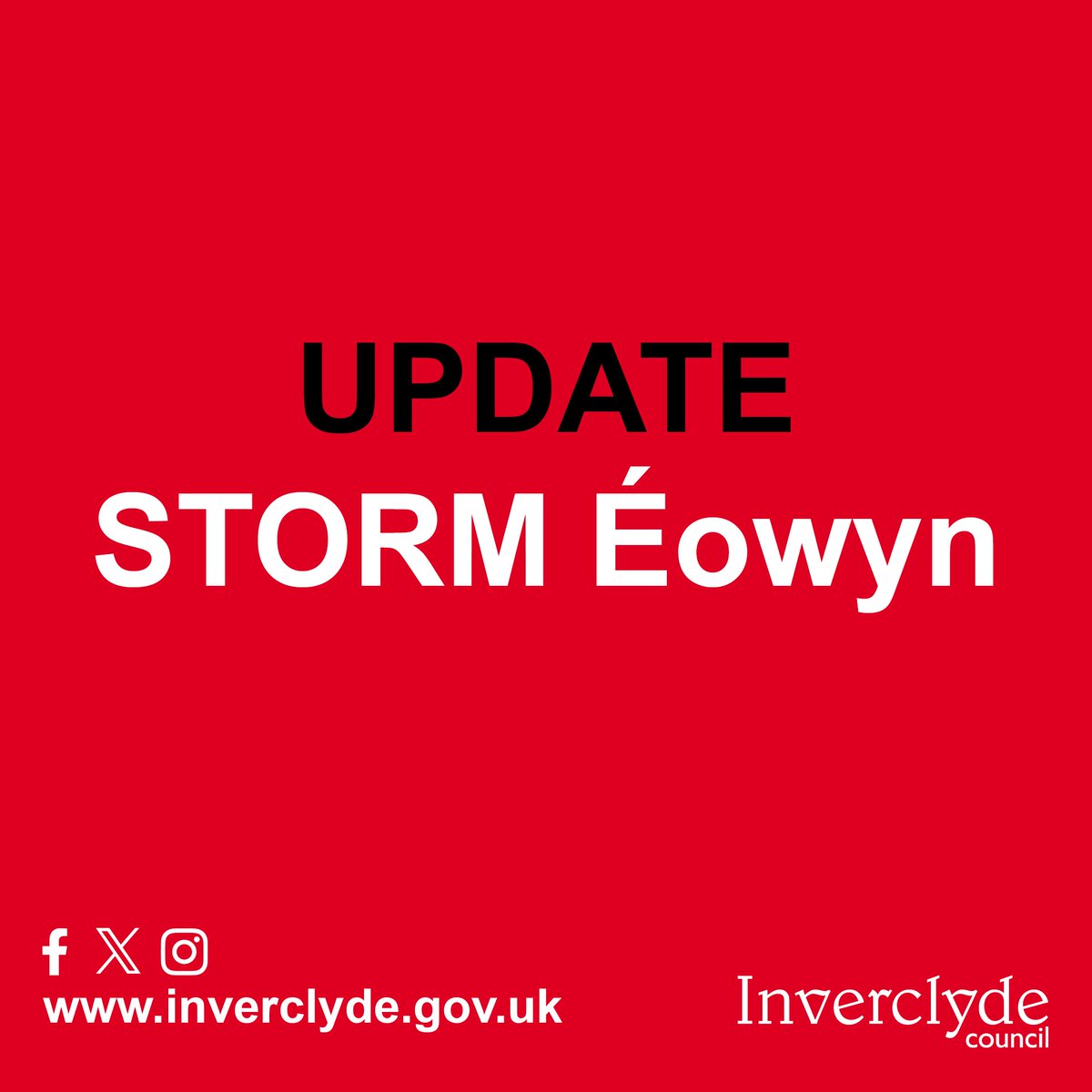 inverclyde's tweet photo. Storm Eowyn may cause power cuts.
✅ For more information about what to do in the event of a power cut visit the Ready Scotland website https://t.co/lB53EGVkHt
✅ Call 105 in the event of a power cut.
#stormeowyn #inverclyde #powercut #readyscotland https://t.co/R6pnAJGdfc