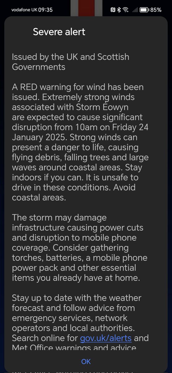 CHRI5H82's tweet photo. @TheLastLeg #isitok for the government to scare the 💩 out of folk with the mad siren warning to your phone?
Sitting watching the tele then all hell breaks loose with 5 phones all going off at once, not ideal for the old ticker 😂
#StormEowyn https://t.co/i8SUt65fDb