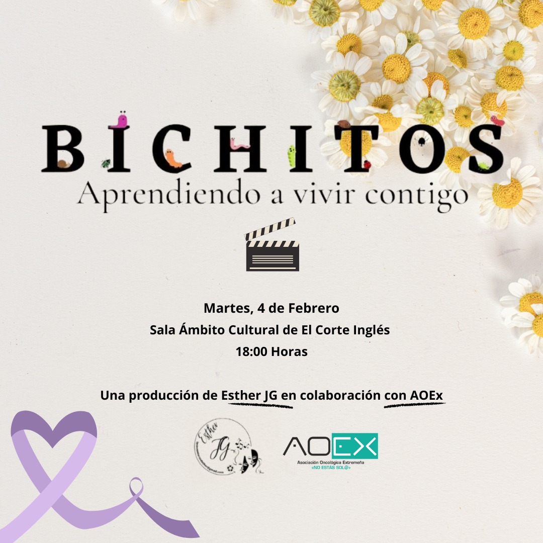 AOEx (@aoex1) on Twitter photo <a href="/AOEx1/">AOEx</a>  te invita, con motivo del 𝗗𝗶́𝗮 𝗠𝘂𝗻𝗱𝗶𝗮𝗹 𝗖𝗼𝗻𝘁𝗿𝗮 𝗲𝗹 𝗖𝗮́𝗻𝗰𝗲𝗿, a la proyección de:
"𝗕𝗶𝗰𝗵𝗶𝘁𝗼𝘀, 𝗮𝗽𝗿𝗲𝗻𝗱𝗶𝗲𝗻𝗱𝗼 𝗮 𝘃𝗶𝘃𝗶𝗿 𝗰𝗼𝗻𝘁𝗶𝗴𝗼"
🎬 Producción 𝗘𝘀𝘁𝗵𝗲𝗿 𝗝𝗚.
🗓  4 de febrero de 2025
 📍Sala Ámbito Cultural, <a href="/elcorteingles/">El Corte Inglés</a> <a href="/AOEx1/">AOEx</a>  te invita, con motivo del 𝗗𝗶́𝗮 𝗠𝘂𝗻𝗱𝗶𝗮𝗹 𝗖𝗼𝗻𝘁𝗿𝗮 𝗲𝗹 𝗖𝗮́𝗻𝗰𝗲𝗿, a la proyección de:
"𝗕𝗶𝗰𝗵𝗶𝘁𝗼𝘀, 𝗮𝗽𝗿𝗲𝗻𝗱𝗶𝗲𝗻𝗱𝗼 𝗮 𝘃𝗶𝘃𝗶𝗿 𝗰𝗼𝗻𝘁𝗶𝗴𝗼"
🎬 Producción 𝗘𝘀𝘁𝗵𝗲𝗿 𝗝𝗚.
🗓  4 de febrero de 2025
 📍Sala Ámbito Cultural, <a href="/elcorteingles/">El Corte Inglés</a>