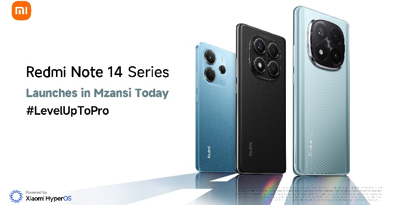 Xiaomi_ZA's tweet photo. The Redmi Note 14 Series launches in South Africa today! 🚀 Packed with a 200MP camera, unbeatable durability, and premium features for everyone. #LevelUpToPro 📸 Available now—step into the future of smartphones! 🔥 #RedmiNote14Series