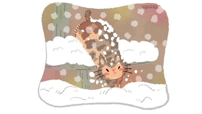 どんなに雪が降っても、僕の愛は積もるばかり。 #絵 #イラスト #猫 #ネコ #Cat