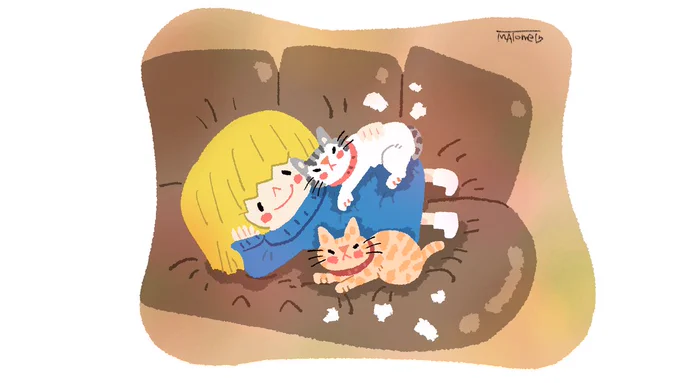 寒い季節でも、君といるだけで心は温かいよ。  #絵 #イラスト #猫 #ネコ #CathyDoll 