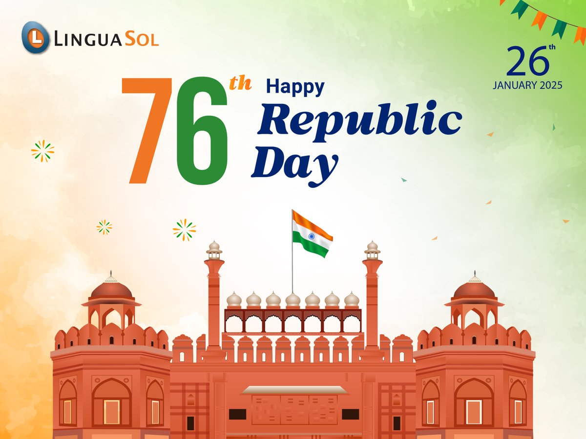 As we celebrate the 76th Republic Day of India, let’s take a moment to acknowledge the journey so far and the exciting horizons that await us. 🇮🇳

Wishing everyone a happy Republic Day from <a href="/Linguasol/">LinguaSol</a>. 

#IndiaRepublicDay #RepublicDay #RepublicDay2025 #India #HappyRepublicDay