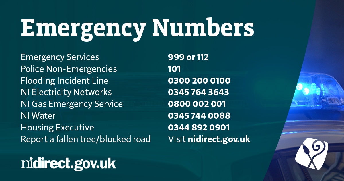 Folks due to Storm Éowyn we are working remotely today but are still available on our phone line 71261916. If you have any issues or queries please get in touch.
Stay Safe and please see below a list of emergency numbers incase you are impacted