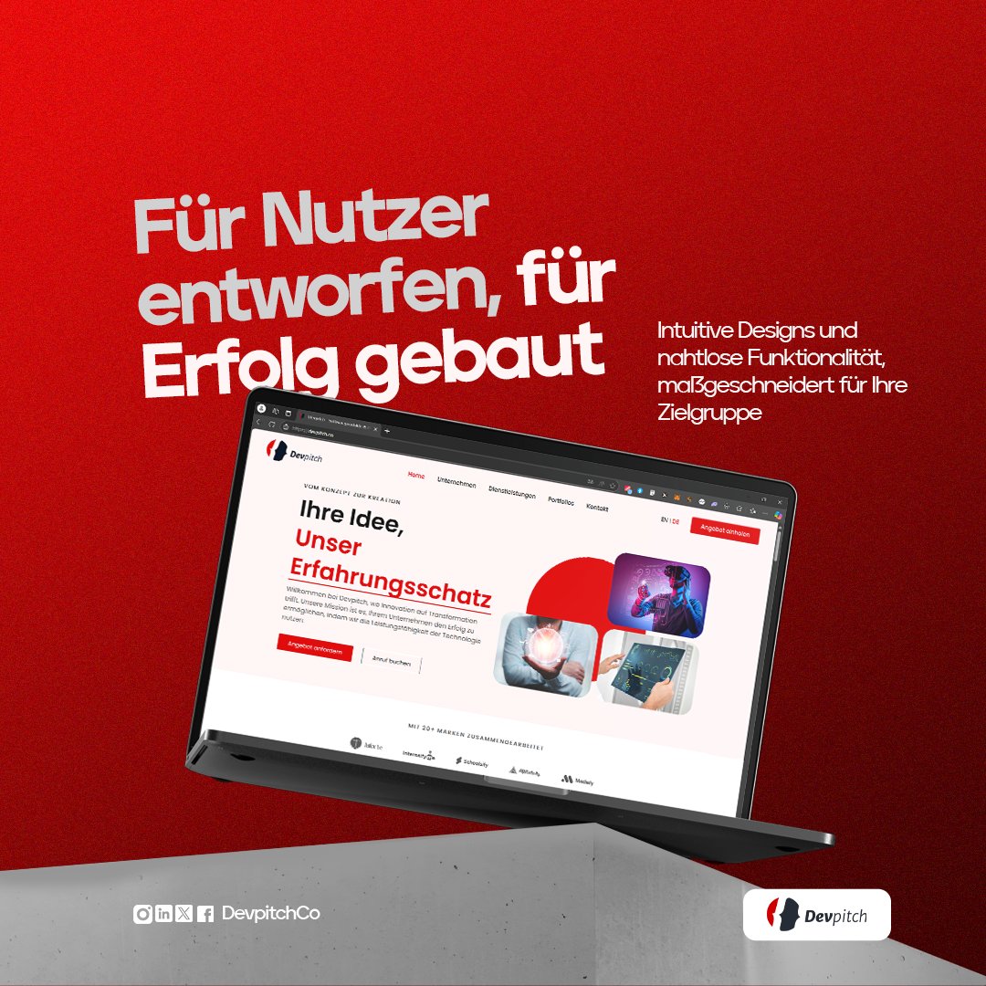 DevpitchCo's tweet image. Ihre Vision. Unser Know-how. 
Bei Devpitch gestalten wir intuitive Designs und entwickeln nahtlose Funktionalitäten, die speziell auf Ihre Zielgruppe zugeschnitten sind.

Besuchen Sie uns auf Devpitch.de und starten Sie Ihr nächstes Projekt!

#Devpitch #Webentwicklung