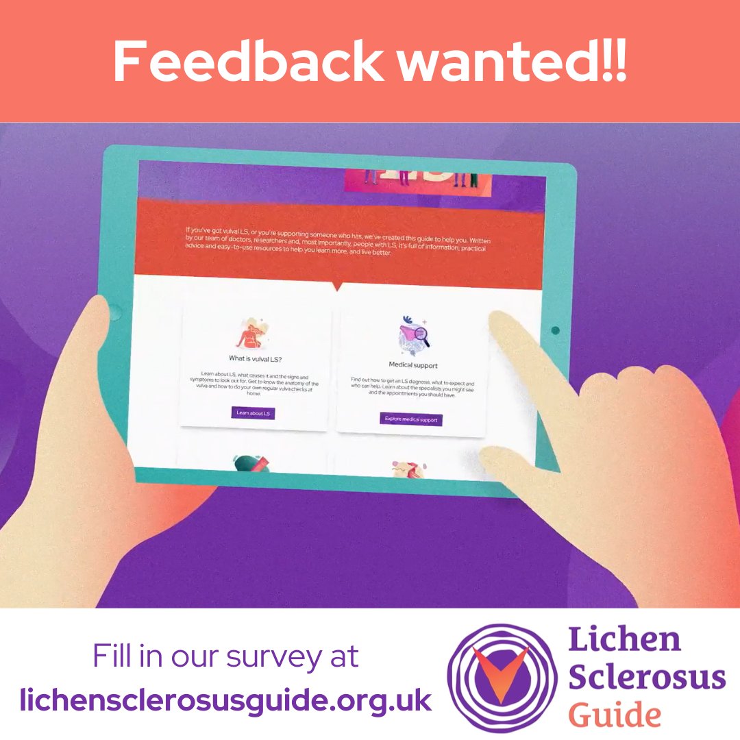 The new LS Guide launched a week ago today! Have any initial thoughts or feedback about the website? Follow this link to share: lichensclerosusguide.org.uk/ls-guide-surve…