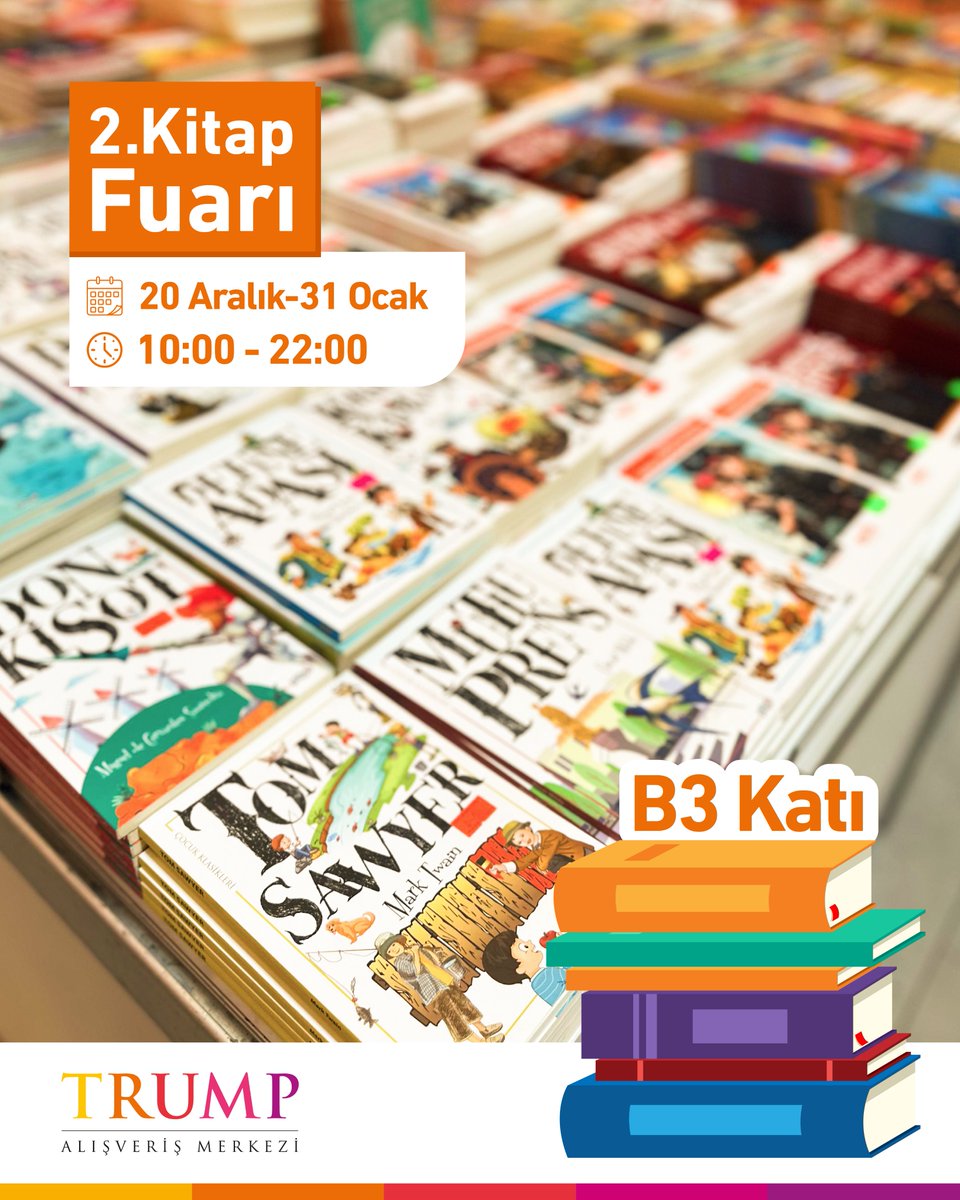TrumpAVM's tweet image. Okumayı sevenler Trump AVM 2. Kitap Fuarı’nda buluşuyor!📚

Çok sevilen kitaplar, kırtasiye, dekorasyon ürünleri ve çeşitli oyunlar B3 katında sizleri bekliyor.🤩

#TrumpAVM #TrumpSanaİyiGelir #KitapFuarı
