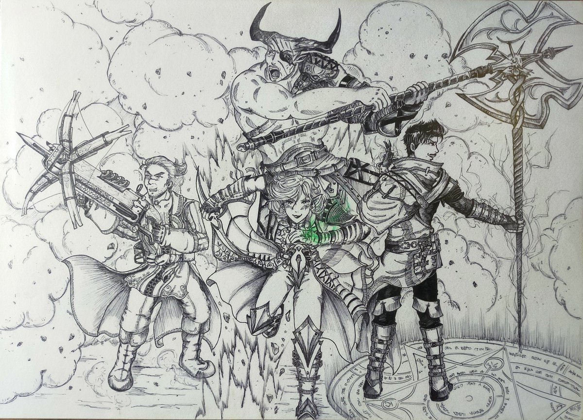 cheeweekiwi's tweet photo. Nearly ten years ago I drew my DA Inquisition party; now ten years later my Veilguard party. Never outgrow your hobbies 🍃 

(I hope I've improved, can definitely do digital now 😊) 

#DragonAgeVeilguard #dragonageinquisition https://t.co/27nlNPEP1A