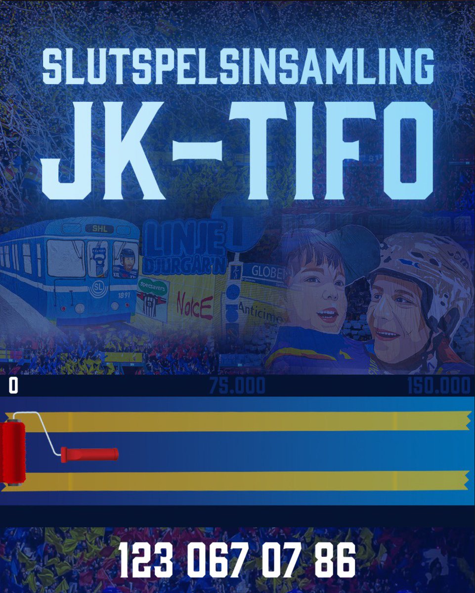jarnkaminerna's tweet photo. JK-tifo har dom två senaste hockeyslutspelen färgat våra läktare i gul, rött och blått. Djurgår'n har ett riktigt bra läge i år och vi ska skapa bästa förutsättningarna. Då behövs minst 150 000 kronor – var med och bidra!

STÖD JK-TIFO

Swish: 123 067 07 86

Plusgiro: 211 45 30-5 https://t.co/Tf3hdvxfSe