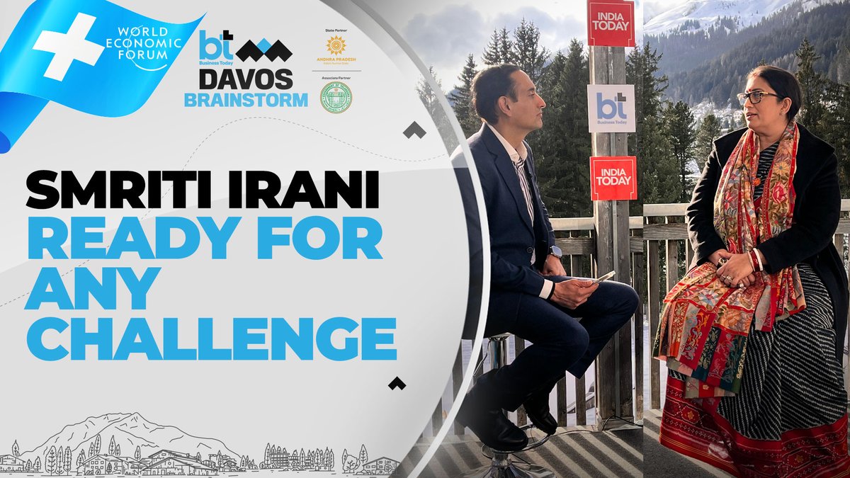 business_today's tweet photo. Smriti Irani Talks Politics, Delhi Elections, And Bjp's Strength At Davos
Watch: https://t.co/7bGyqcg5Kt | #DavosBrainstorm2025 #Davos2025 #DavosWithBT #WorldEconomicForum #ArtificialIntelligence #BusinessToday
@TelanganaCMO @revanth_anumula @SridharbabuMin1 @InvTelangana @AP_EDB @rahulkanwal @smritiirani