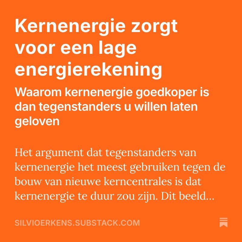 SilvioErkens's tweet photo. (1/7) Tegenstanders van kernenergie zeggen altijd dat het te duur is. Niks is minder waar. Als je dieper de materie induikt kom je erachter dat kernenergie ons energiesysteem juist goedkoper maakt en daarmee ook onze energierekeningen. https://t.co/tzDUpWVF7B