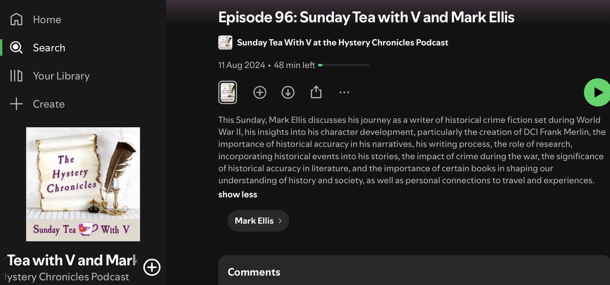 MarkEllis15's tweet photo. Last year I recorded a podcast discussing my #FrankMerlin #WW2 detective books with dynamic American publisher author and editor Verena Rose on her  popular Sunday Tea with V series. It’s just become available on @Spotify👇.
@levelbestbooks @GrammyVamp 

https://t.co/kdf0uCpTDN https://t.co/KliPS28Fgn