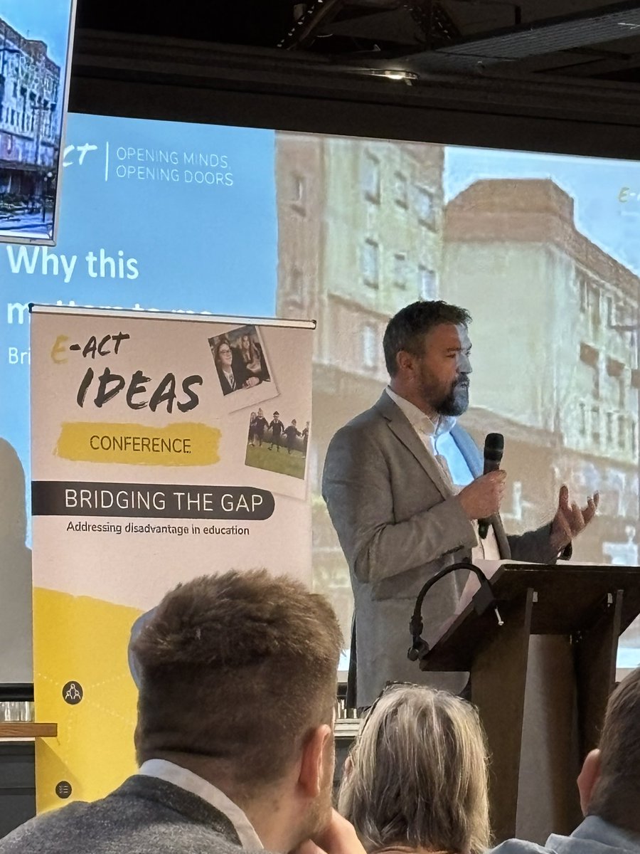 EACTlearning's tweet photo. The @EducationEACT #Bridgingthegap conference is officially underway! Tom Campbell kicks off with a message about the life long impact of children growing up in poverty. 

“How do we create a sense of hope? That it’s where we are going not where we come from which really matters” https://t.co/hFA3gj14md