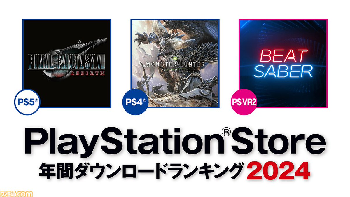 2024年のPS Store年間ダウンロードランキングが発表。PS5部門では