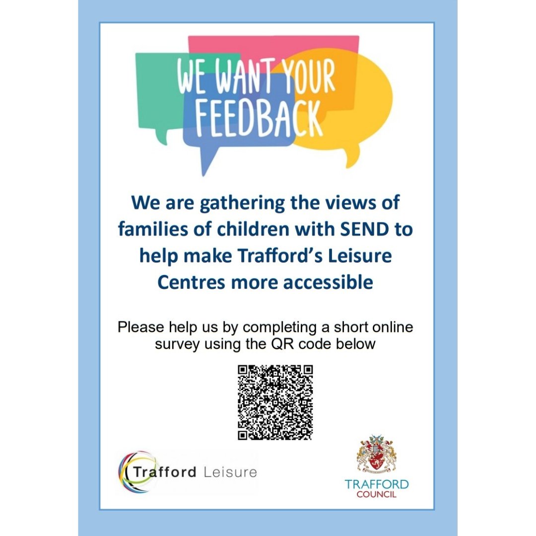 🌟 Trafford Leisure is partnering with Trafford Council to enhance our SEND offerings! They are dedicated to understanding the diverse needs of children and young people at their centres, ensuring everyone feels welcome! 💙 trafford.citizenspace.com/integrated-com…