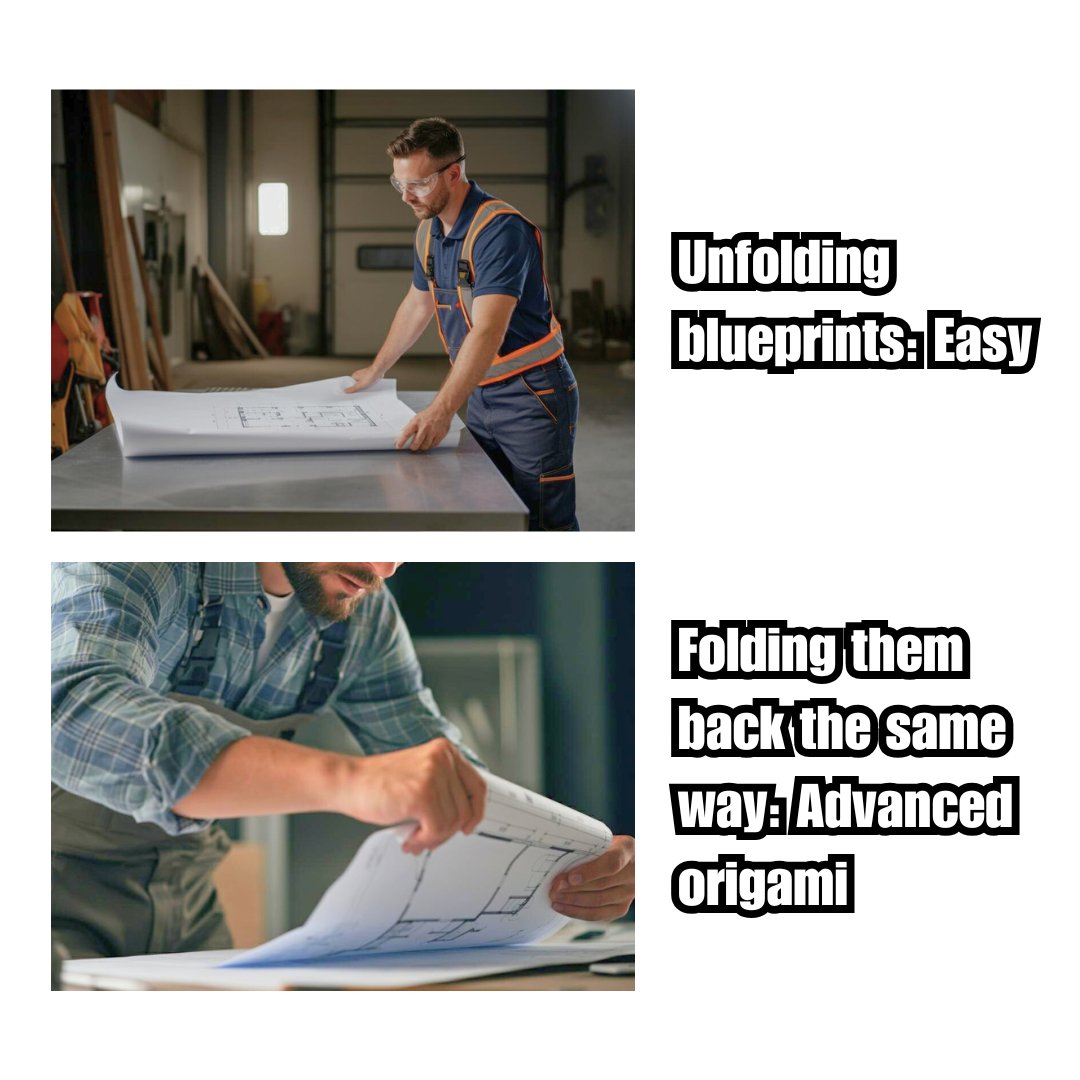 BPM_CS's tweet image. 📋 Expert at reading blueprints but still can't fold them back? Same! 😅 At BPM, we focus on building your project perfectly, not paper-folding! Need pros? Call: 01225 462598

#ConstructionLife #TradeHumour #BuildingTrade #PropertyMaintenance #BPMContractingServices