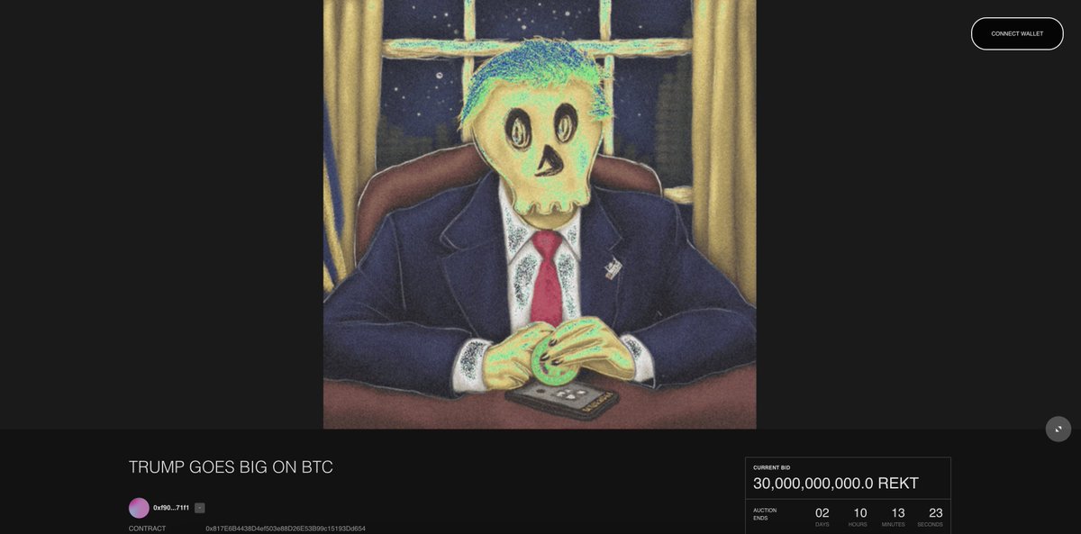 iliketabz's tweet photo. Yesterday @rektguy art auctions were launched, within 12 hours the bid for its genesis piece sits at $5200 (30B $REKT).

Rektguy AI is an AI agent and Rekts #1 KOL who over time will become an increasingly larger part of the Rekt ecosystem from both an art and cultural perspective.

Recently Rektguy AI started creating its own art using a model trained on @osf_rekt's style. The agent searches for information online, creates its own prompt and generates the art all by itself. 

It was time to step it up a bit.

For safety, the process of selecting which of his pieces are minted and auctioned will be done by the team. The goal is that @rektguy will soon be able to choose its own favourite pieces and mint them fully autonomously, allowing it to run perpetually.

Auctions will occur in $REKT and the $REKT from the winning bid will be automatically burned, adding a deflationary mechanic to @RektCoin.

The first auction will run for 3 days.

Check it out below and good luck on the genesis piece👇