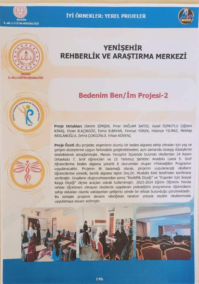 Kurumumuz Psikolojik Danışman/Rehber Öğretmeni Sinem ŞİMŞEK koordinatörlüğünde yürütülen Bedenim Benim Projesi ar-ge dergisi yerel projeler kısmında iyi örnekler olarak yayınlanmıştır. <a href="/MebOrgm/">Özel Eğitim ve Rehberlik Hiz. Genel Müdürlüğü</a> <a href="/fazilet_durmus/">Fazilet Öğretmen 🇹🇷</a> <a href="/necmidinc/">M.Necmeddin Dinç</a> <a href="/yenisehirmem_33/">Yenişehir İlçe Milli Eğitim Müdürlüğü</a> <a href="/hasantpl01/">HASAN TOPAL</a>
