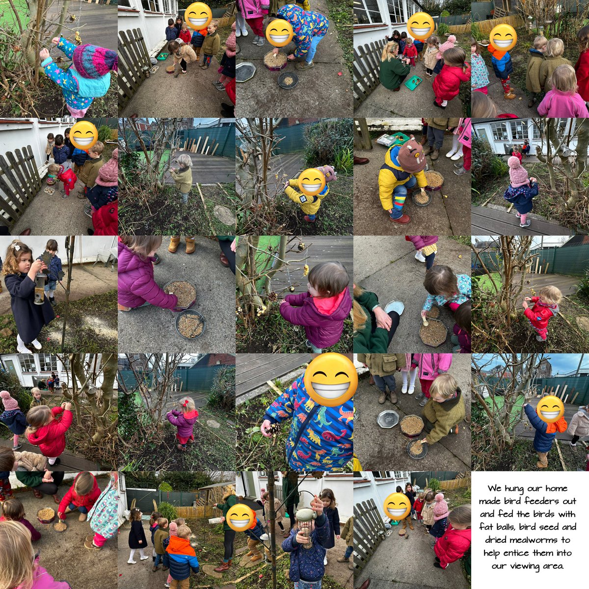 LExplorersUsk's tweet photo. #RSPB #BigGardenBirdWatch we have been busy making marks to represent the birds we have seen, we made bird feeders and loved watching the birds from our bird viewing point. https://t.co/ypGDrflxwD